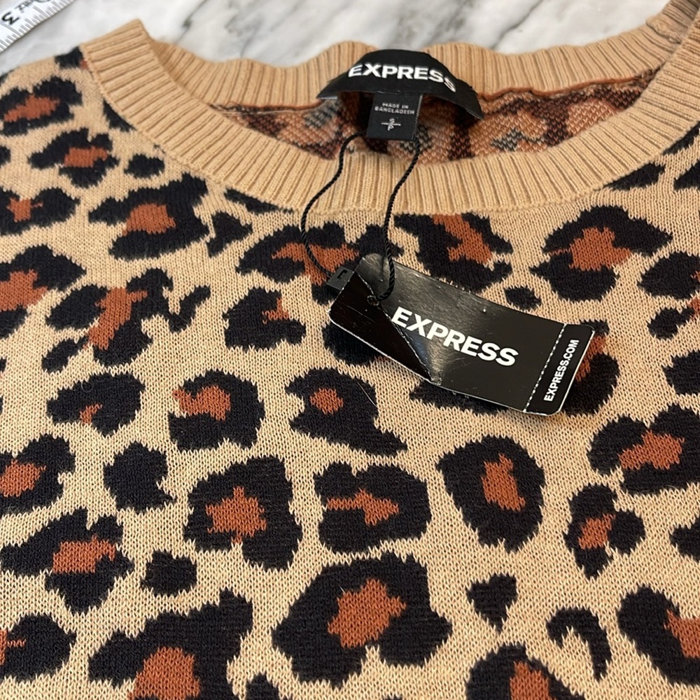 Express Leopard Pattern Sweater in Tan and Black - Picture 8 of 8